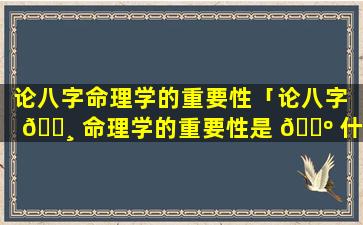 论八字命理学的重要性「论八字 🕸 命理学的重要性是 🌺 什么」